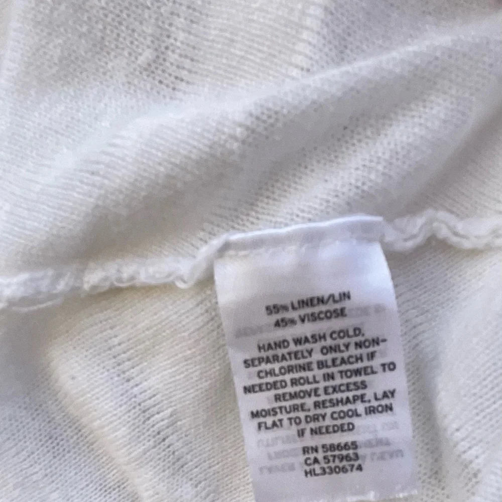 Trouve White Linen Blend Simi Sheer Striped Dolman Sleeve Open Cardigan Sz XS